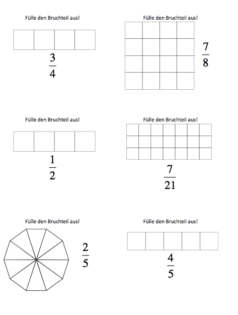 Bruchrechnung Arbeitsblätter Bruchteile erkennen