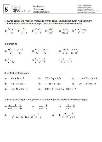 Matheaufgaben Arbeitsblatt Terme