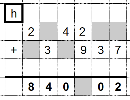 Addition mit Lücken Matheaufgabe für Klasse 5