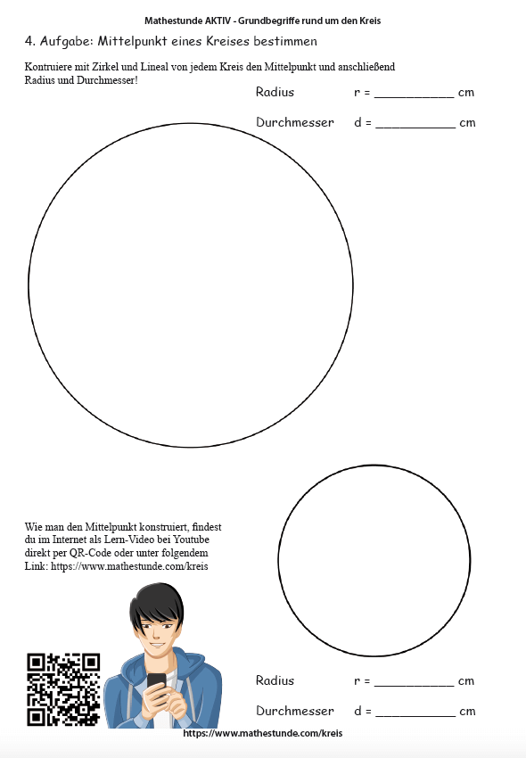 Arbeitsblatt zum Kreis - Mittelpunkt konstruieren