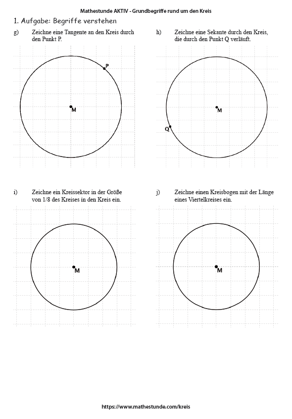 Arbeitsblatt zum Kreis - Tangente konstruieren