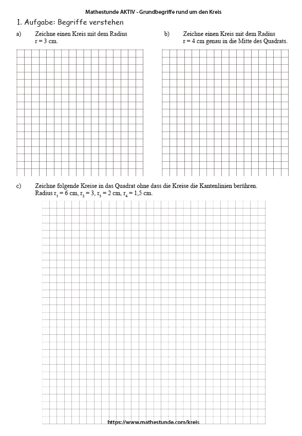 Arbeitsblatt zum Kreis - zeichnen