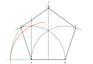 Fünfeck konstruieren Schritt 8
