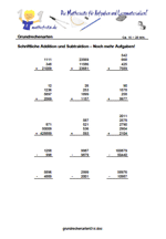 Mathematik Aufgaben Addition und Subtraktion