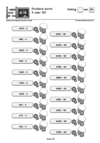 Kopfrechenaufgaben zur Division übe Kopfrechnen in Klasse 5