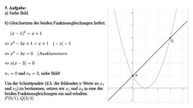 Lösung zur Aufgabe quadratische Gleichung