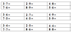 Multiplikation Einmaleins im Kopf