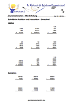 Aufgaben zur Subtraktion und Addition in Klasse 5 Arbeitsblatt zum Ausdrucken