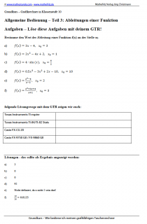 Arbeitsblatt Ableitungen mit dem Grafikrechner berechnen