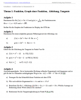 Arbeitsblatt Thema 1: Graph einer Funktion, Ableitung, Tangente