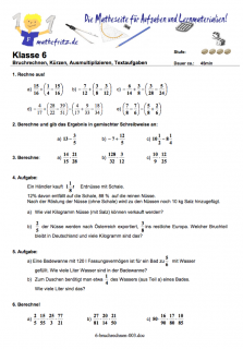 Bruchrechnen Klassenarbeit