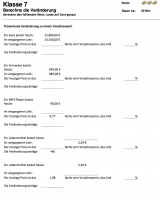 Berechne die Veränderung. Arbeitsblatt zur Prozentrechnung