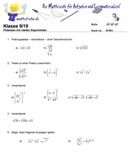 Klassenarbeit zu reellen Exponenten