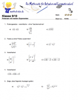 Klassenarbeit zu reellen Exponenten