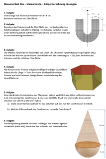 Klassenarbeit Stereometrie