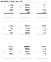 Arbeitsblatt Addition Subtraktion grosse zahlen Klasse 4