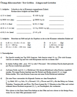 Arbeitsblatt Größen Klasse 5