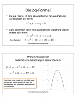 Wir leiten die pq-Formel her und lösen damit quadratische Gleichungen