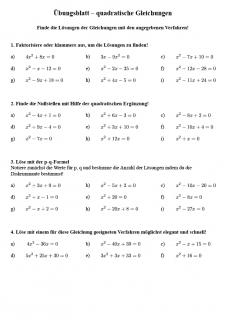 Quadratische Gleichugnen Aufgaben