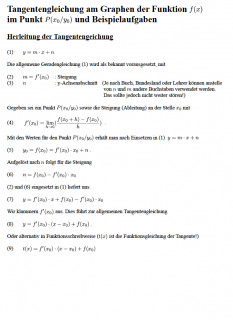 Herleitung der Tangentengleichung