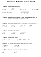 Klassenarbeit Wurzeln vereinfachen und berechnen