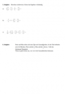 Arbeitsblatt Bruchrechnen Additon Seite 1
