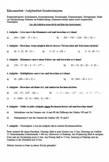 Klassenarbeit Grundrechenarten