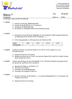 Klassenarbeit Geometrie 