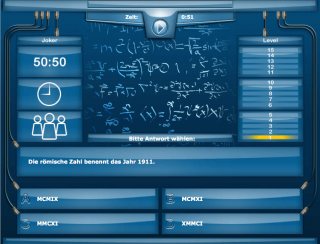 Mathe Quiz online im Stile von Wer wird Millionär