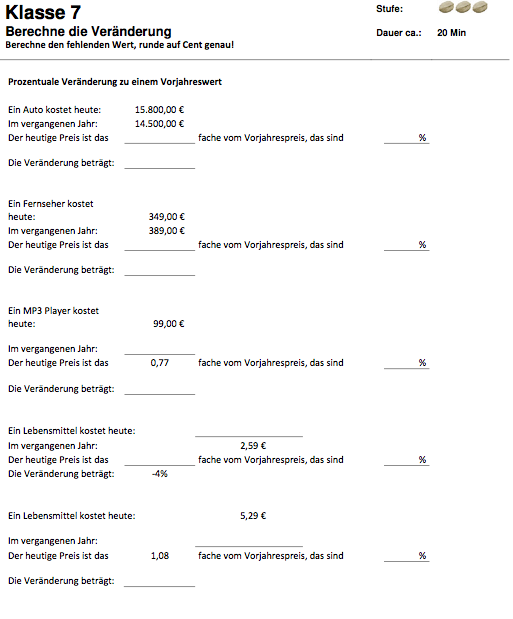 Matheaufgaben Arbeitsblatt Klasse 7 zum Ausdrucken