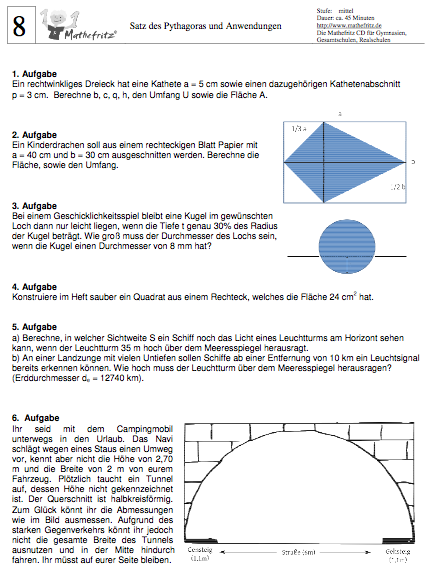 Matheaufgaben Arbeitsblatt Klasse 8 zum Ausdrucken